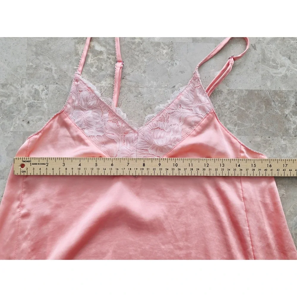 Intimately Free People Coral Pink Lace Maxi Slip Dress XS Boho Lingerie Style‎